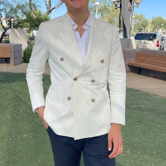 ❌SOLD❌ SUIT SUPPLY WHITE COTTON SUIT JACKET - Picture 11 of 11